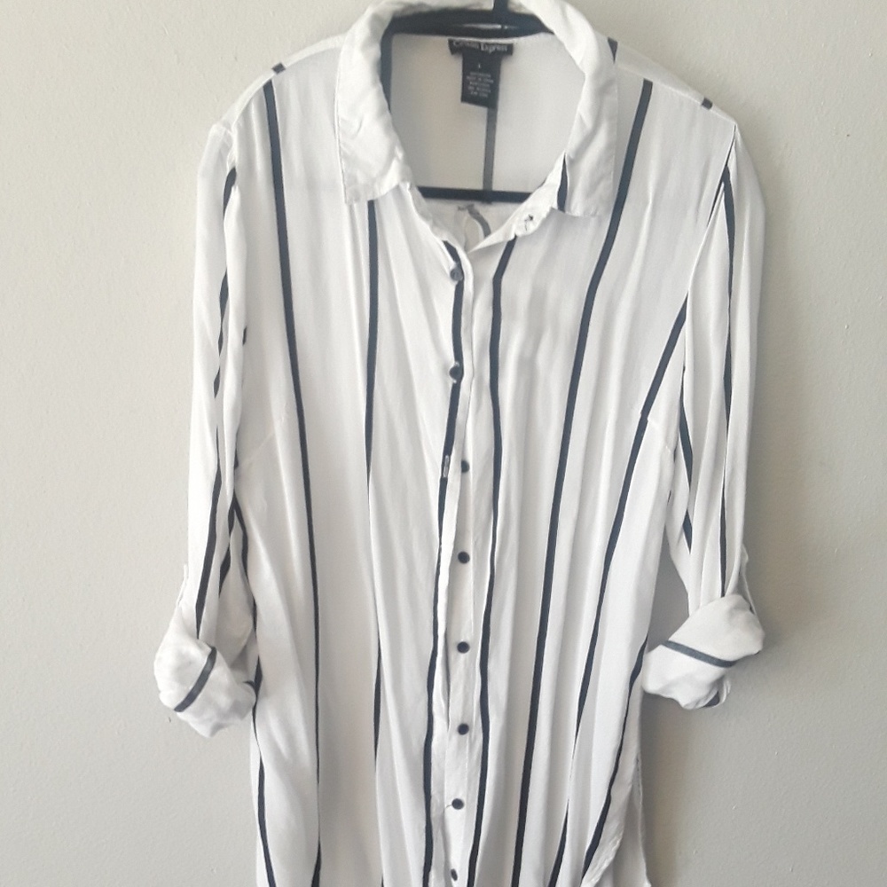White blouse with black stripes